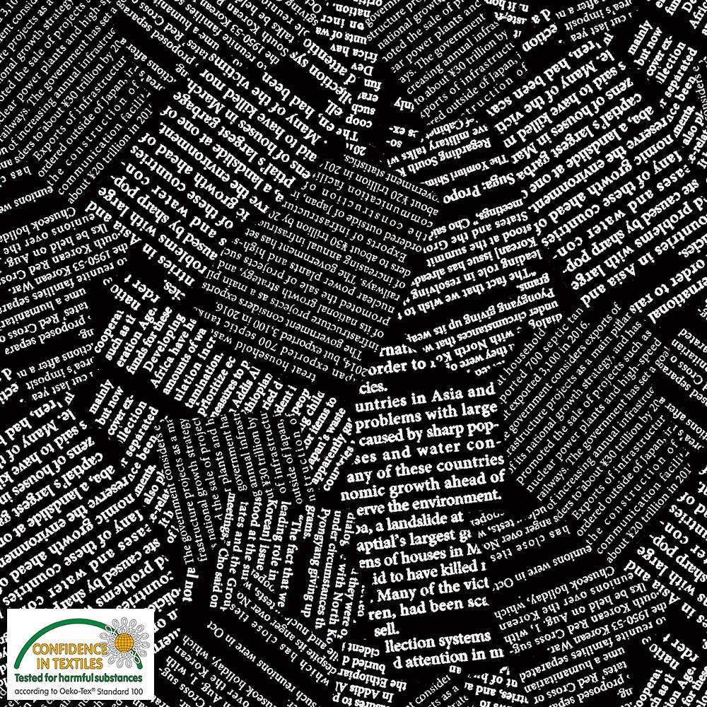 Quilters Combination Textschnipsel auf Schwarz