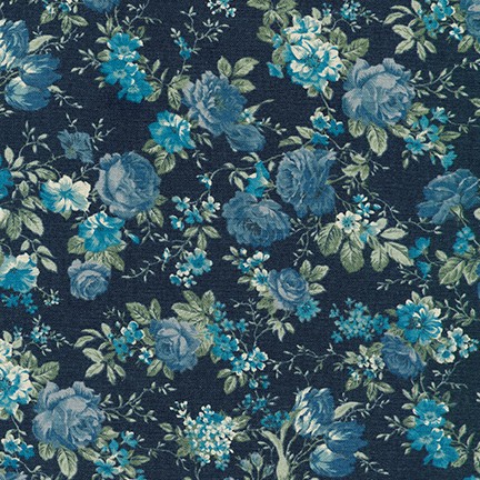 Cotton Flax Prints navy Roses Cotton Flax Prints navy Roses