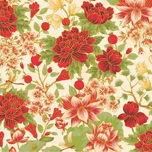Floral-Ivory red