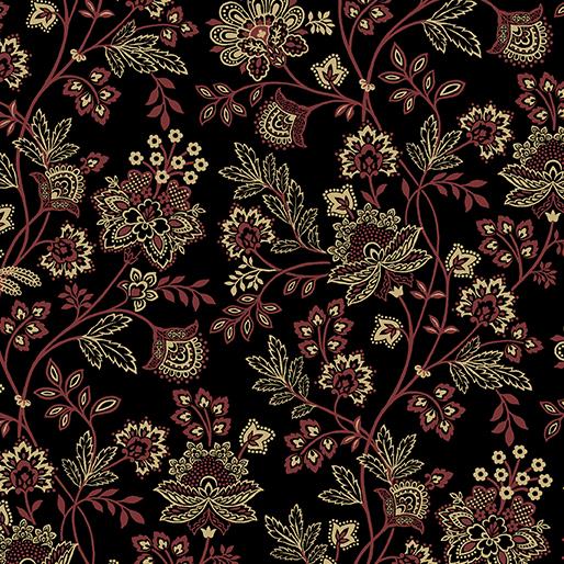 6128-12 Prairie Homestead Bandana Blumenschwarz