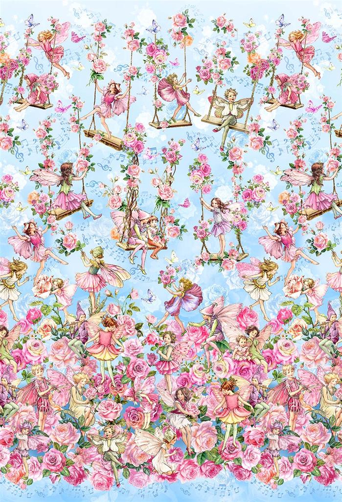 Spring songs flower Fairies bleu Panel