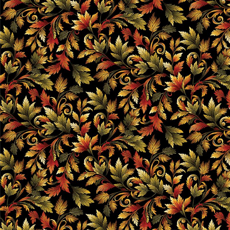 Autumn Cats, Autumn Leaf Spray Black/Spice