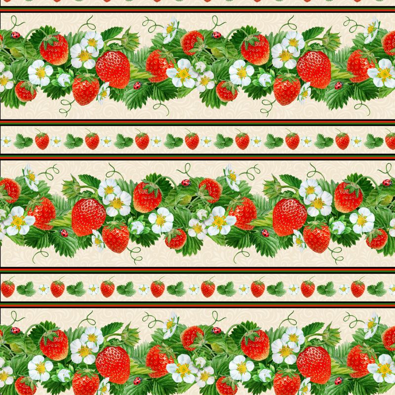STRAWBERRY FIELDS, BORDER STRIPE - CREAM