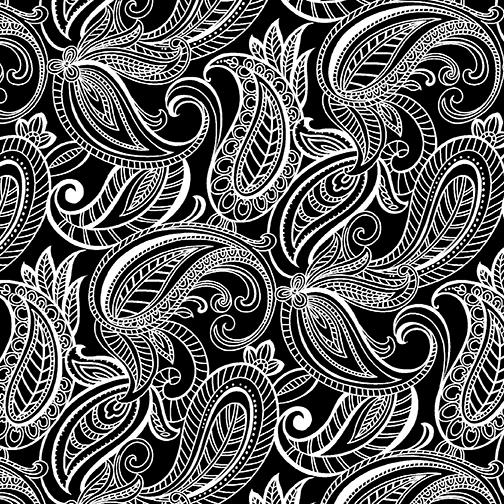 10402-90 Night & Day Paisley Black/White