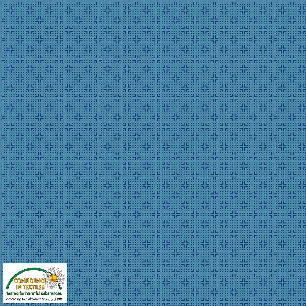 4518-037 Quilters Combination dunkelblaue Punkte und Winkel auf Mittelblau