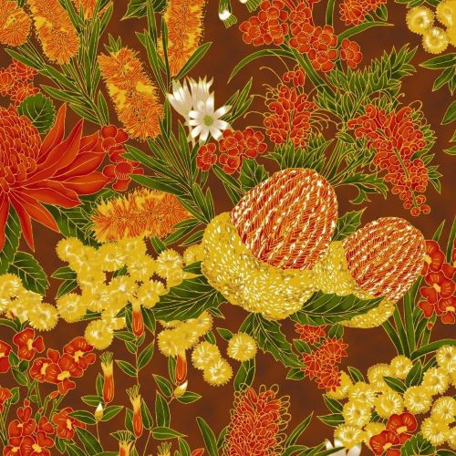 Floral Orange Brown