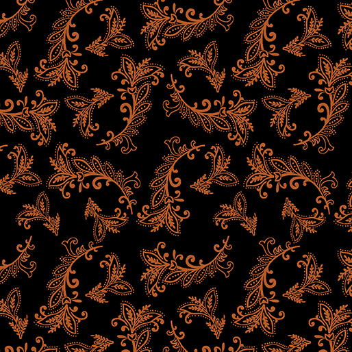 Harvest Gathering, Vining Scroll black / orange