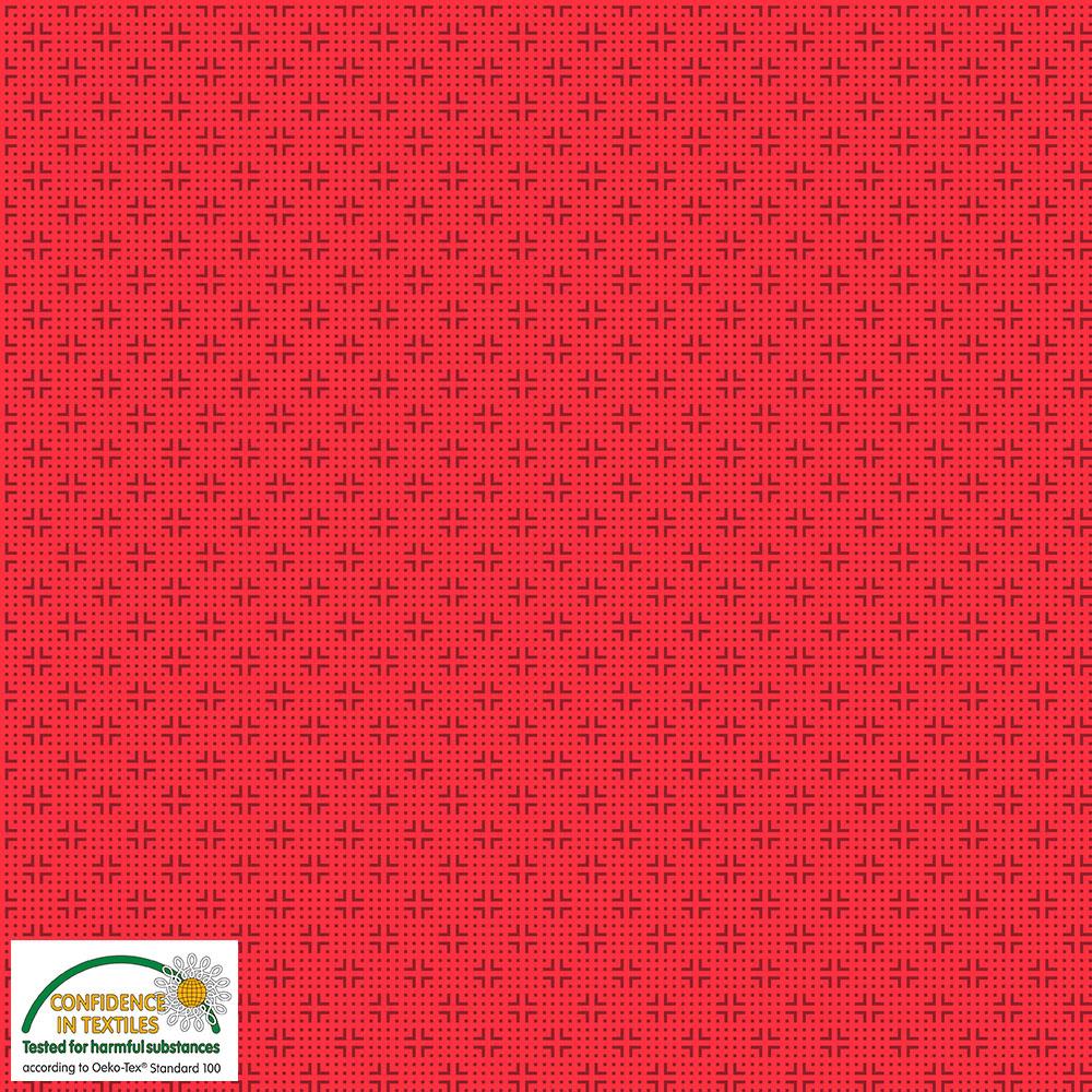 4518-036 Quilters Combination dunkelrote Punkte und Winkel auf Rot