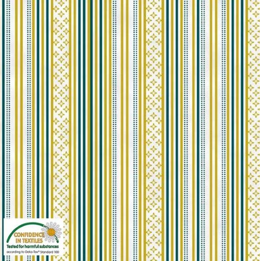 4598-007 Gold Shimmer, Stripes teal