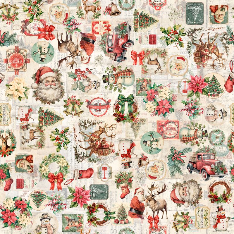 HOLLY JOLLY, Christmas Collage - Cream