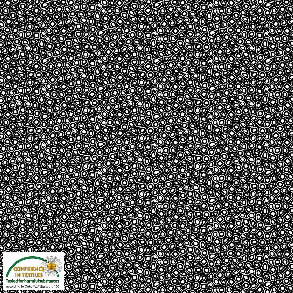 4518-013 Quilters Combination eingerahmte Tupfen weiß auf Schwarz