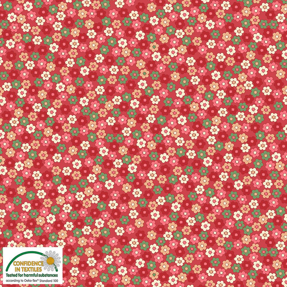 4518-066 Quilters Combination kleine bunte Blüten auf Himbeere